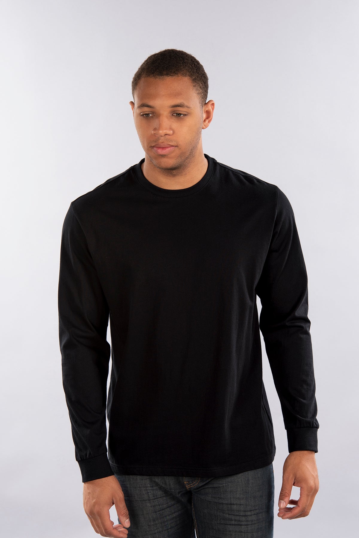 ★citybreeze★ Line Point Collar Long Sleeve T-Shirt_BLACK Fitted Long Sleeve Shirt, Crew – CITYLAB USA