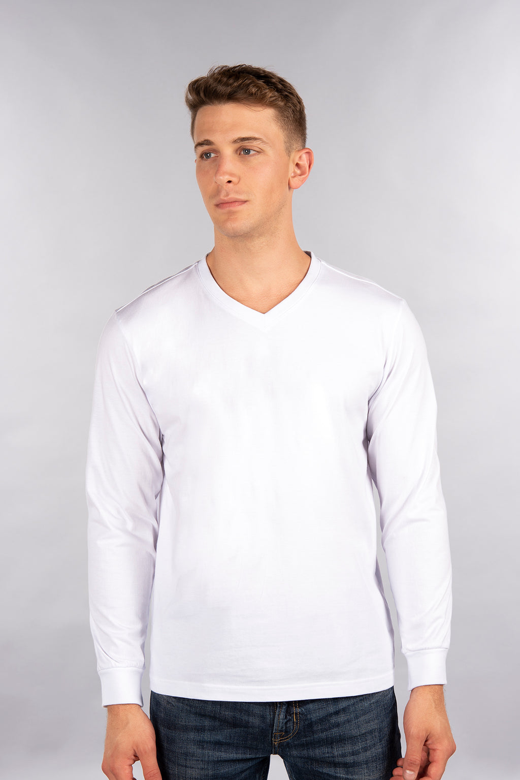 Fitted Long Sleeve Shirt, V