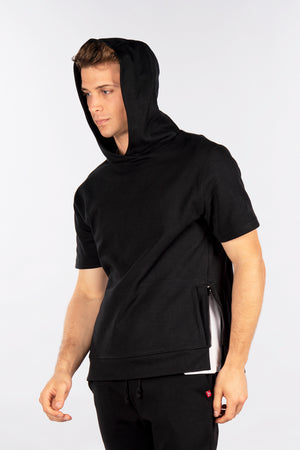 Side-Zip Short Sleeve Pullover Hoodie, Performance Fleece