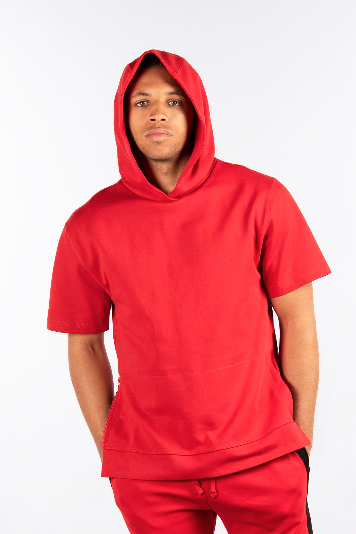 Side-Zip Short Sleeve Pullover Hoodie, Performance Fleece